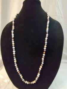 lot 123 image: Fresh Water Cultured Pearl multi color pearl necklace w retail tag FWCP by Honora. Push button kidney bean clasp. 32L Matches Lots 73 and 74