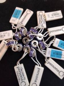 lot 141 image: (11) Persona brand Sterling Silver and glass  crystal charms. Most marked 925 andor have retail tags that say 925. Retail $30 each