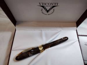 lot 149 image: Visconti Italian ball point pen with marbleized exterior in original box (box is not perfect)