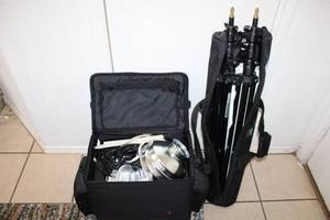 lot 11 image: Manfrotto Light Stands with Umbrellas and Pro Photo Light Set