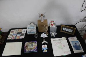 lot 174 image: Help in Grieving Lot Willow Tree Courage Figurine, Angel Book and Figurines, Cassette Tapes
