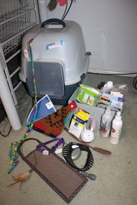 lot 233 image: Cat Lot Enclosed Litter Box, Cat Toys, Ear Care, Catnip Spray and More