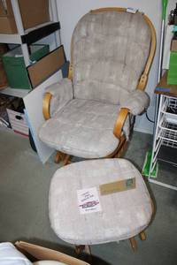 lot 238 image: Dutailer Glider Rocking Chair and Ottoman