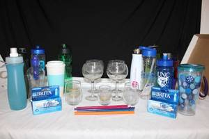 lot 244 image: Drinking Glasses and water bottles, Brita Bottle Replacement Filters