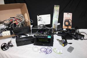 lot 249 image: Weather Alert Radio, 3-D Glasses, iHome System, misc. electronics