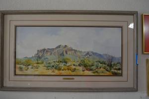 lot 201 image: Artwork Superstition Mountain - Arizona by Charlotte Klingler signed Print