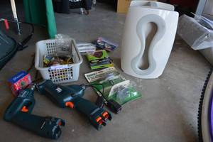 lot 339 image: Automotive and Tools Black & Decker Tools, Blade Sharpening Kit, Solder, Vinyl Coated Hooks, Oil Cap and More
