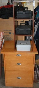 lot 346 image: Furniture Small 3 square Side Cabinet with Storage Boxes, and 2-Drawer File Cabinet with Table Drawer