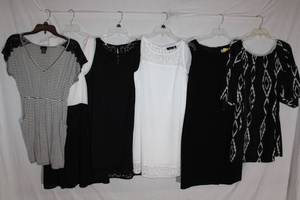 lot 351 image: Womens Clothes Black and White Dresses Size 8-10