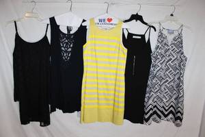lot 352 image: Womens Clothes Yellow-Stripe Dress, Black and White Dresses Size 12
