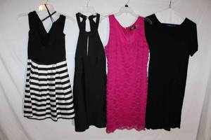lot 354 image: Womens Clothes Hot Pink Dress, Black Dresses, Sizes 7-10