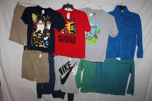 lot 359 image: Boys Clothes Magellan Shorts Size 8-10, T-shirts, Long-Sleeve Shirts and Blue Jacket Size 10-12