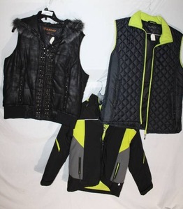 lot 367 image: Womens and Boys Jackets Womens Ariat Sleeveless Puffy Jacket XL, hb sport sleeveless Puffy Jacket, and Boys Megellan 2-in-1 Coat Size 10-12