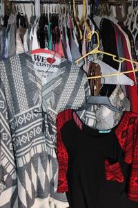 lot 378 image: Womens Clothes Poncho, Tops and Belts