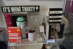lot 264 image: Wine Glasses, Glamorous Flask, and More