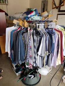 lot 416 image: 44 Round Clothes Rack - Rack Only, Clothes sold separately - Please pick up later in the afternoon