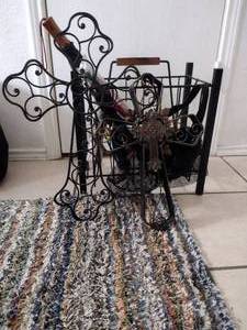 lot 419 image: Magazine Rack, Metal Wall Crosses, Umbrellas