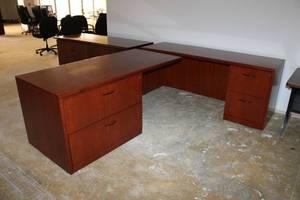 lot 16 image: Novikoff Office Desk and File Cabinet - 3 Pieces