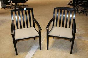 lot 23 image: Pair of Black Lacquer Finish Reception Chairs