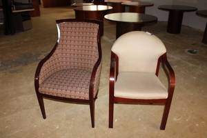 lot 32 image: 2 Cherry Finish Reception Chairs, see pictures