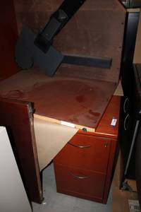 lot 91 image: Dual File Drawer Desk and Corner Desk Piece