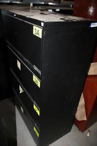 lot 100 image: Black Flip Top 4-Drawer File Cabinet