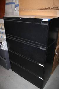 lot 109 image: Black 4-Drawer File Cabinet