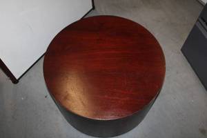 lot 120 image: Cherry Finish Round Wood OttomanTable