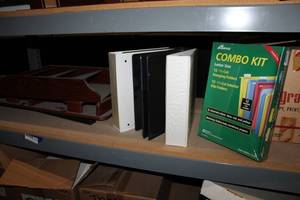 lot 142 image: Hanging Folders, Binders, Wooden Magazine Racks