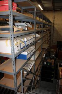 lot 199 image: 11 Shelf Industrial Unit 16x2x69.5 (CONTENTS NOT INCLUDED PICTURE MAY NOT BE EXACT SHELF)