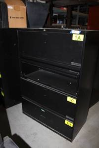 lot 98 image: Black Flip Top 4-Drawer File Cabinet