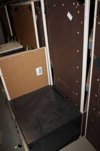 lot 299 image: Office Cubicle Pieces - Desks, File Cabinets, Lights - Large Amount