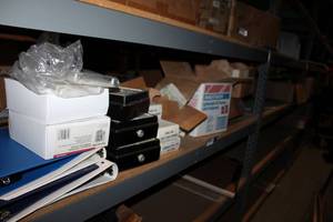lot 319 image: Binders, Universal Thermostat Guards, Double Roll Toilet Tissue Dispensers, Door Hinges