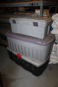 lot 449 image: 3 Plastic Storage Tubs