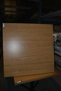 lot 420 image: Laminate Solid Square Table with Steel Pedestal