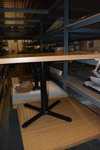 lot 421 image: Laminate Solid Square Table with Steel Pedestal