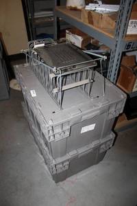 lot 454 image: Gray Stackable Totes with Magazine Holders and Wire File Sorters