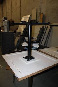 lot 491 image: 3x3 Laminate Top Table with Cast Iron Base