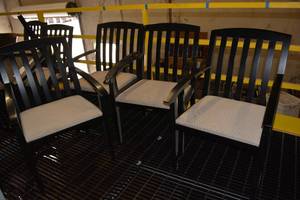 lot 563 image: 4 Black Slat Back Chairs by Novikoff