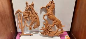 lot 7 image: 2 18 iron horse yard art or wall hangings
