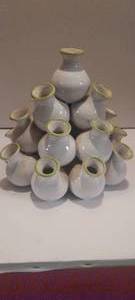 lot 8 image: 9 vintage Italian ceramic glazed cluster bud vase