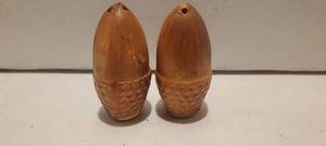lot 56 image: pair of vintage ceramic pine cone salt and pepper shakers