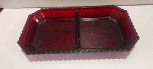 lot 66 image: 1970s Avon 1876 Cape Cod Ruby Red Divided Dish