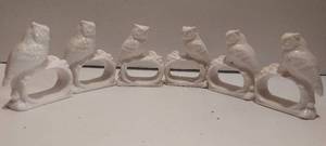 lot 76 image: set of 6 vintage ceramic owl napkin rings