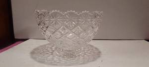 lot 77 image: American Brilliant Cut 8 footed crystal bowl
