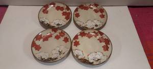 lot 92 image: Vintage hand painted glazed 5 clay plates