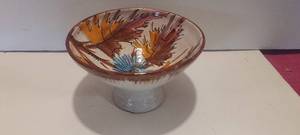 lot 122 image: MCM hand painted ceramic footed bowl with thistles from italy