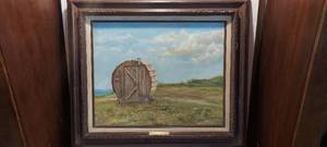 lot 182 image: 1980 Painting by Annora Pate...A Shepherds Wagon
