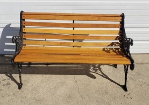 lot 12 image: Cast Iron & Wood Park Bench