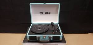 lot 42 image: Victrola Vintage Style 3-Speed Bluetooth Portable Suitcase Record Player w Built-In Speakers, Model VSC-550BT